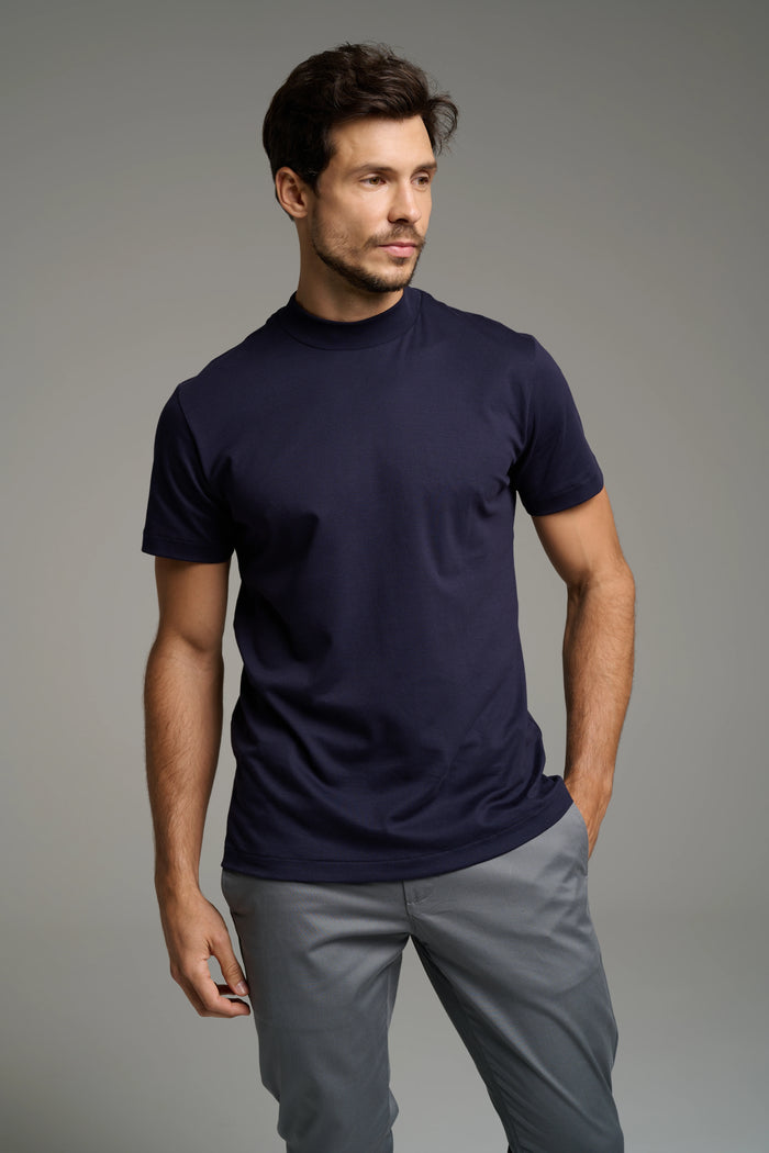 Camiseta Gola Alta Pima - Manga Curta