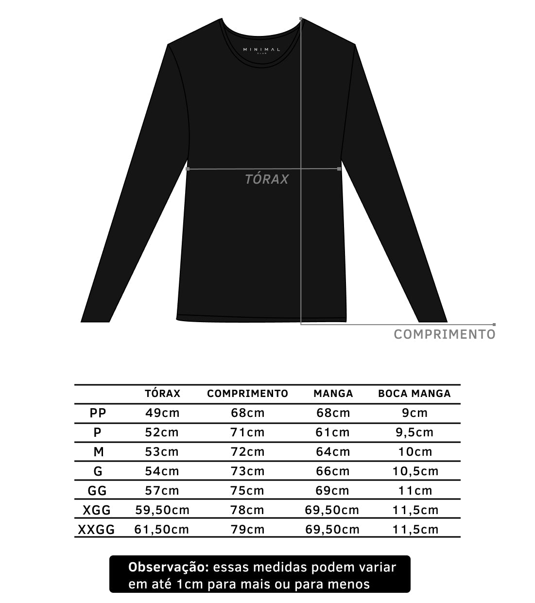 Kit Camisetas de manga longa 3X - 3 por R$132,64 cada - Minimal Club